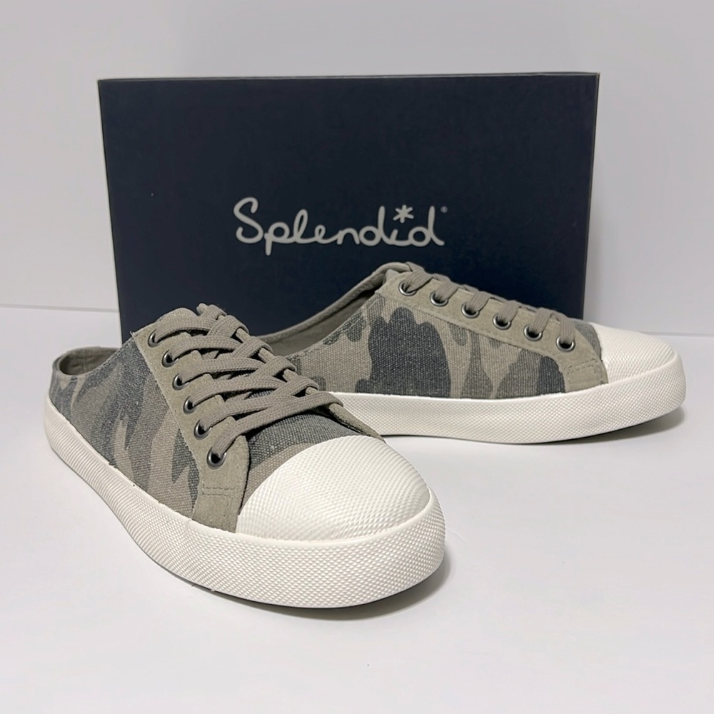 Splendid Footwear CAMO Slip On Sneakers Green Camo Print Lace Up Closure NWT